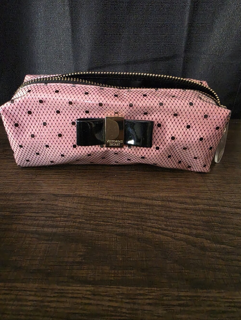 Victoria's Secret Pink & Black Polka Dot Bow Phone Case Pouch